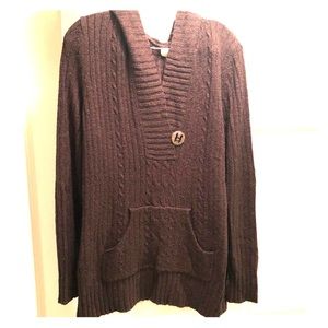 Brown knit hooded sweater-Maurices